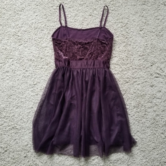 Garage Burnout Velvet & Tulle Mini Dress in Eggplant - Picture 5 of 10